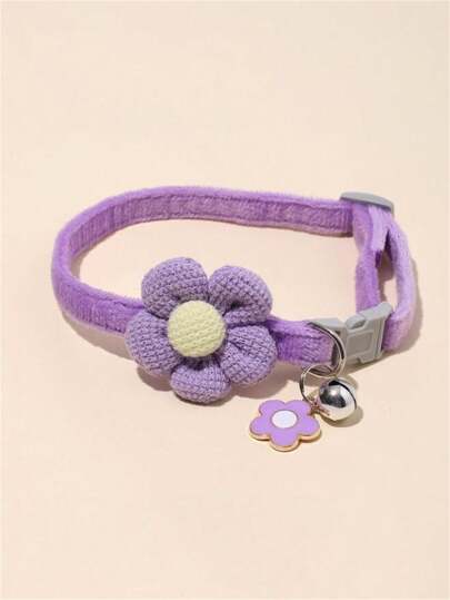 1 Pieza Collar De Mascota Decorado Con Flor Y Colgante, Adecuado Para Gatos / Perros Pequeños, Decoración Y Tracción (circunferencia Del Cuello 20-31 Cm)
