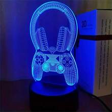1入組3d彩色夜燈,黑色底座,8“x4.09”,歐美遊戲耳機和控制器形狀usb Led桌燈,適用於臥室裝飾、書桌燈、燈光氛圍,作為生日/情人節/節日禮物 - 黑色 - 查看 8