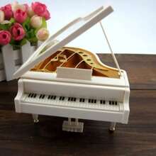 Alhajero Y Caja Musical De Cuerda Piano C/bailarina Chico - Blanco y Negro - Ver 7