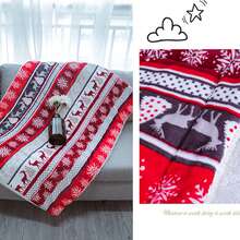 1 件鹿图案加厚法兰绒宠物毯/床垫，适合中小型猫/狗，四季使用 - 紅白色 - 查看 4