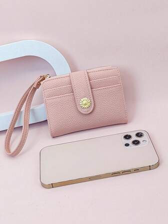 短款卡包硬币多功能钱包时尚学生钱包情人节礼物女士热粉色腕带钱包女士钱包钱包小钱包