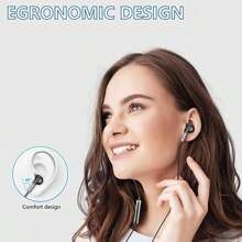 可兼容三星Galaxy S23 Ultra S22 S21 FE S20 A54 A53的USB C耳機，附麥克風入耳式有線耳機，兼容iPhone 15 Pro Max，iPad Plus，Pixel 8 7 6a 5的USB Type C耳機 - 黑色 - 查看 4