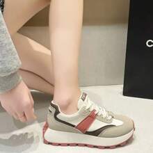 2024春季流行時尚運動鞋,設計感十足,百搭,適合校園女學生 - 卡其色 - 查看 4