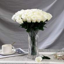 10pcs Blue Silk Rose & Artificial Flowers For Living Room Decoration, Wedding Accessories, Valentine's Day Gift (Vase Not Included), Valentine Day, Gift Gifts Birthday Graduation