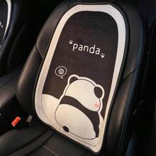 1 件汽车座椅垫 - 通用座椅和靠背，带有可爱的卡通设计，四季皆宜，冬季毛绒熊猫坐垫 - 黑與白 - 查看 11