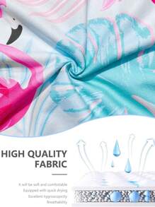 1pc Flamingo & Leaf Patterned Hooded Changing Towel, Personalized Ultra Fine Fiber Loop Bathrobe, Thick & Warm Beach Poncho For Men And Women Summer Wedding Home Bathroom Decor Beach Wear Back To School