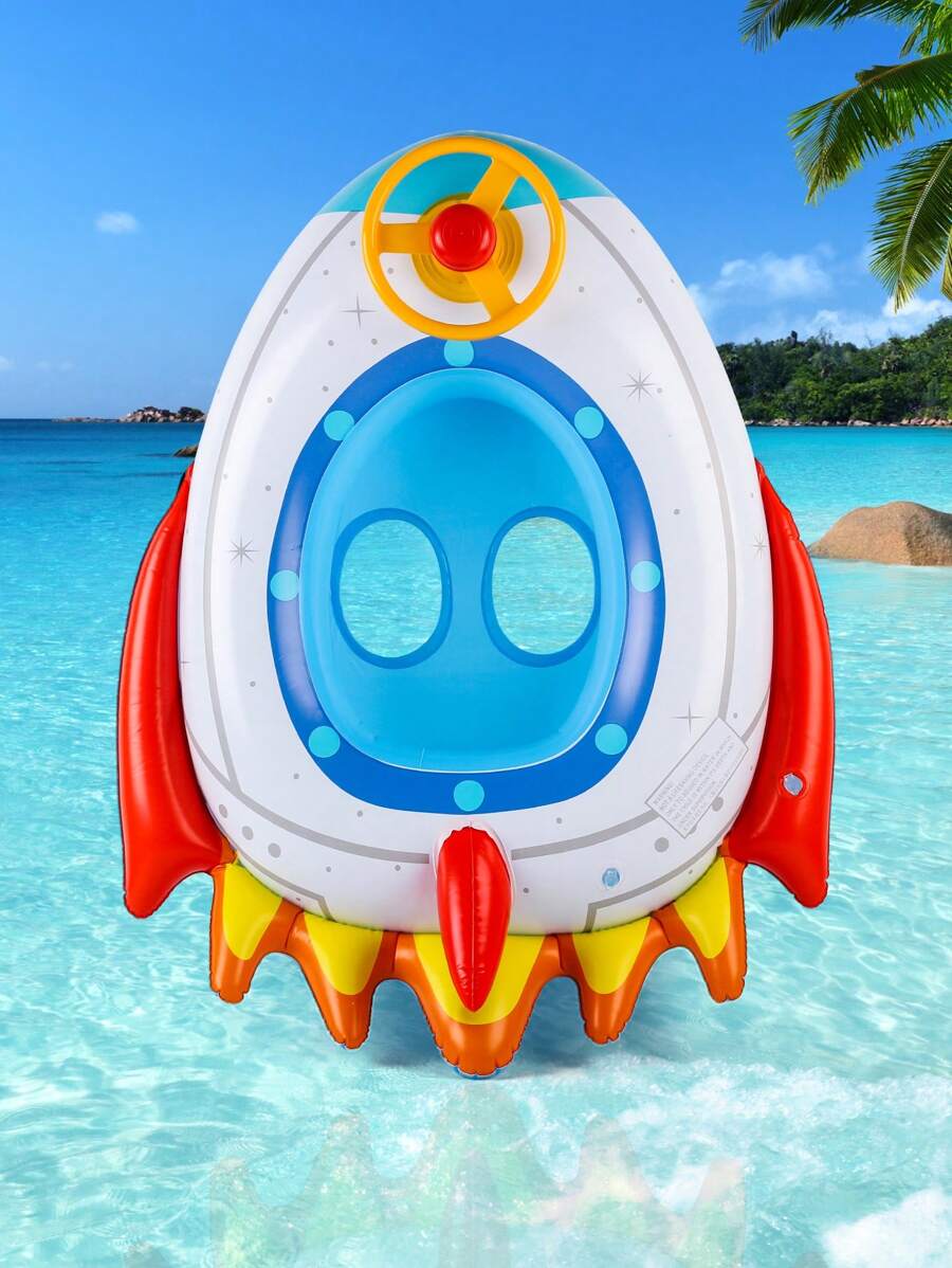 1 pieza Conjunto de flotadores inflables para piscina que incluye flotador con volante, aro de natación de verano, flotador con forma de cohete