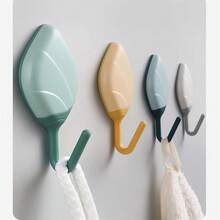 4入組不需鑽孔貼式掛鉤,具有強力黏性,創意葉形無痕掛勾,適用於家用牆掛衣架 - 彩色 - 查看 7