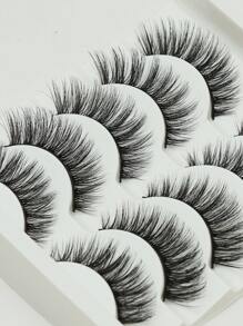 AYRMILLA Pestañas NUEVAS 5 pares de pestañas postizas naturales 3D de visón esponjosas y suaves, dramáticas, largas y despeinadas, pestañas cortas y gruesas, extensiones de pestañas postizas a granel, productos de maquillaje 100% naturales, cómodas de usar, hechas a mano, con extremos alados que alargan los ojos, pestañas realistas y naturales, pestañas postizas de tira completa, duraderas, cilios voluminosos, herramientas de belleza populares - Negro - Ver 7