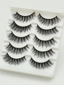 AYRMILLA Pestañas NUEVAS 5 pares de pestañas postizas naturales 3D de visón esponjosas y suaves, dramáticas, largas y despeinadas, pestañas cortas y gruesas, extensiones de pestañas postizas a granel, productos de maquillaje 100% naturales, cómodas de usar, hechas a mano, con extremos alados que alargan los ojos, pestañas realistas y naturales, pestañas postizas de tira completa, duraderas, cilios voluminosos, herramientas de belleza populares - Negro - Ver 3