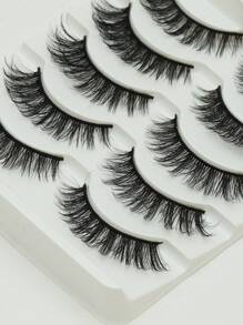 AYRMILLA Pestañas NUEVAS 5 pares de pestañas postizas naturales 3D de visón esponjosas y suaves, dramáticas, largas y despeinadas, pestañas cortas y gruesas, extensiones de pestañas postizas a granel, productos de maquillaje 100% naturales, cómodas de usar, hechas a mano, con extremos alados que alargan los ojos, pestañas realistas y naturales, pestañas postizas de tira completa, duraderas, cilios voluminosos, herramientas de belleza populares - Negro - Ver 6