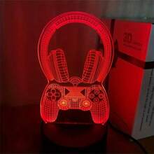 1入組3d彩色夜燈,黑色底座,8“x4.09”,歐美遊戲耳機和控制器形狀usb Led桌燈,適用於臥室裝飾、書桌燈、燈光氛圍,作為生日/情人節/節日禮物 - 黑色 - 查看 4
