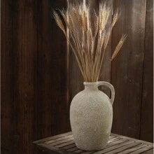 Jarrón De Flores De Estilo Antiguo Y Hecho A Mano Con Cerámica Áspera - Beis - Ver 3