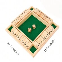 Shut The Box Game, Classic 4-Sided Wooden Board Game Flips 12 Numbers, Classic Tabletop Game For 2-4 Players - Red - View 9