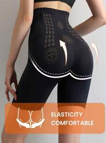 1條石墨烯高腰提臀暖褲塑身腰身訓練器束褲 - 黑色 - 查看 4