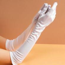 优雅中长款女士缎面性感晚宴派对婚礼手套（1双装）万圣节夏季 - 彩色 - 查看 3