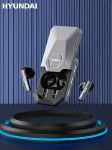 HYUNDAI Passive Noise Reduction Half In-Ear Wireless Earphones With Long Battery Life, RGB, For Sports Gaming Music High-Quality Sound, Clear Calls, And Built-In Microphone - Grey - View 9