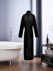 1 Miếng Đúng mốt Thoáng khí Áo choàng tắm , Với Sấy khô nhanh lông tơ Mềm mại , Thuận tiện Nhà  , Cặp đôi Và Du lịch ÁO choàng mặc nhà , In Dệt kim Waff Thiết kế - màu đen - Xem 4