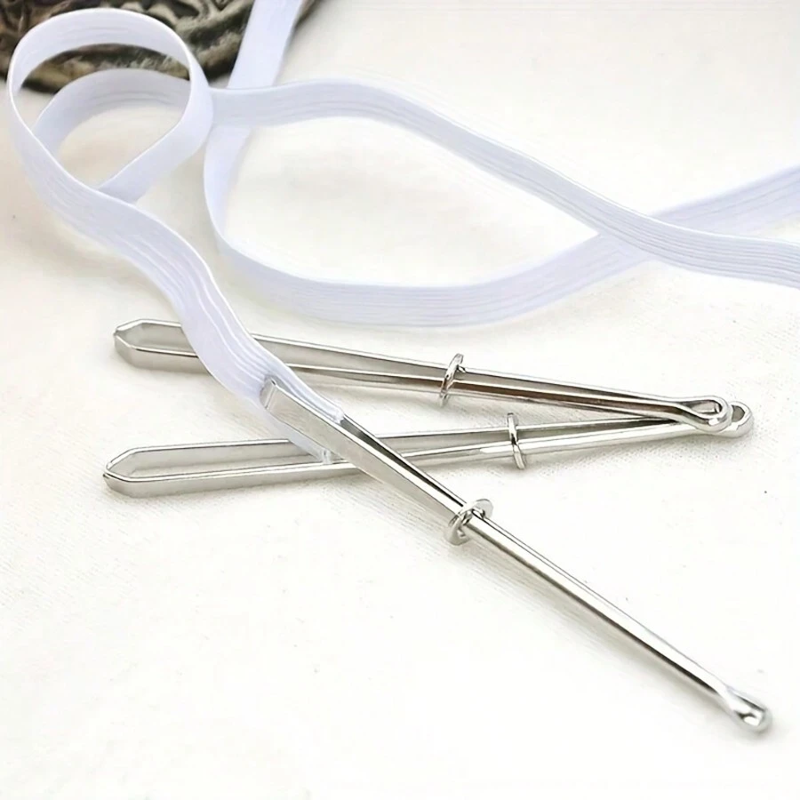 1pc Elastic Band With Clips & Guide Sewing Tools For Making Waistbands Or Cuffs - Silver - View 1