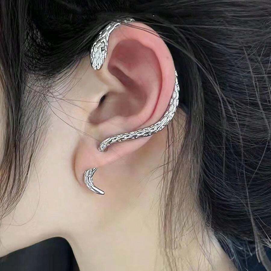 1pc Flash Zirconia Wing Ear Clips Without Ear Holes Female Simple Ear Hanging &The Best Choice For Gifts - Silver - View 1