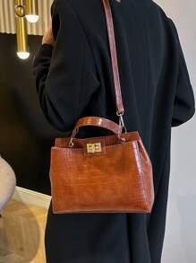 All-Seasons Stylish Women Bag, Exquisite Crocodile Pattern PU Cross-Body Shoulder Bag,  And Versatile Handbag