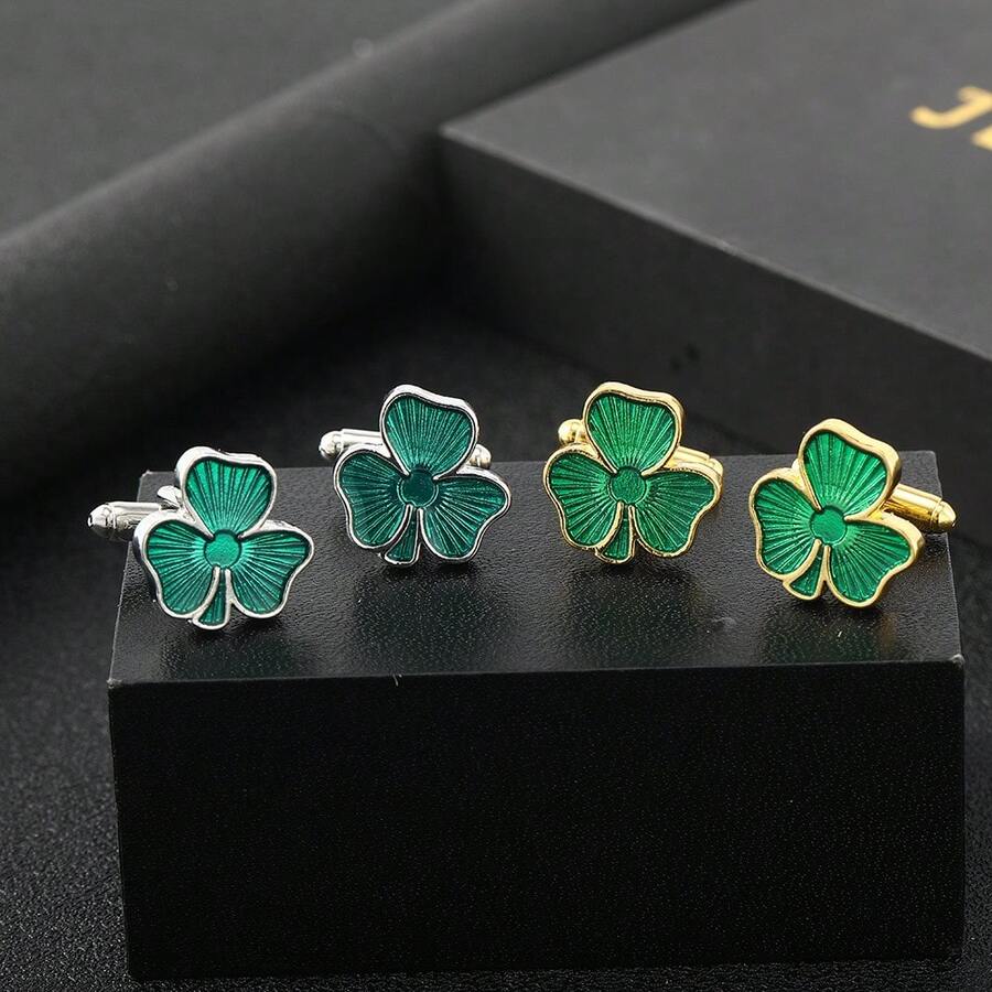 2pcs Men's Clover Cufflinks For Irish Festival - Clover - View 1