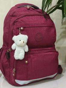 Women Fashion Backpacks - 酒紅色 - 查看 1