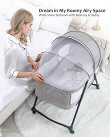 UBRAVOO Grab-And-Go Travel Cot, Baby Crib With Mattress I Silent Wheels, Baby Bedside Crib | Rocking Crib Convertible - Grey-Bravo Comfort Pack - View 8