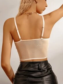 1入組蕾絲細肩帶短款貼身時尚胸衣,可當做內搭或外穿 - 白色 - 查看 4