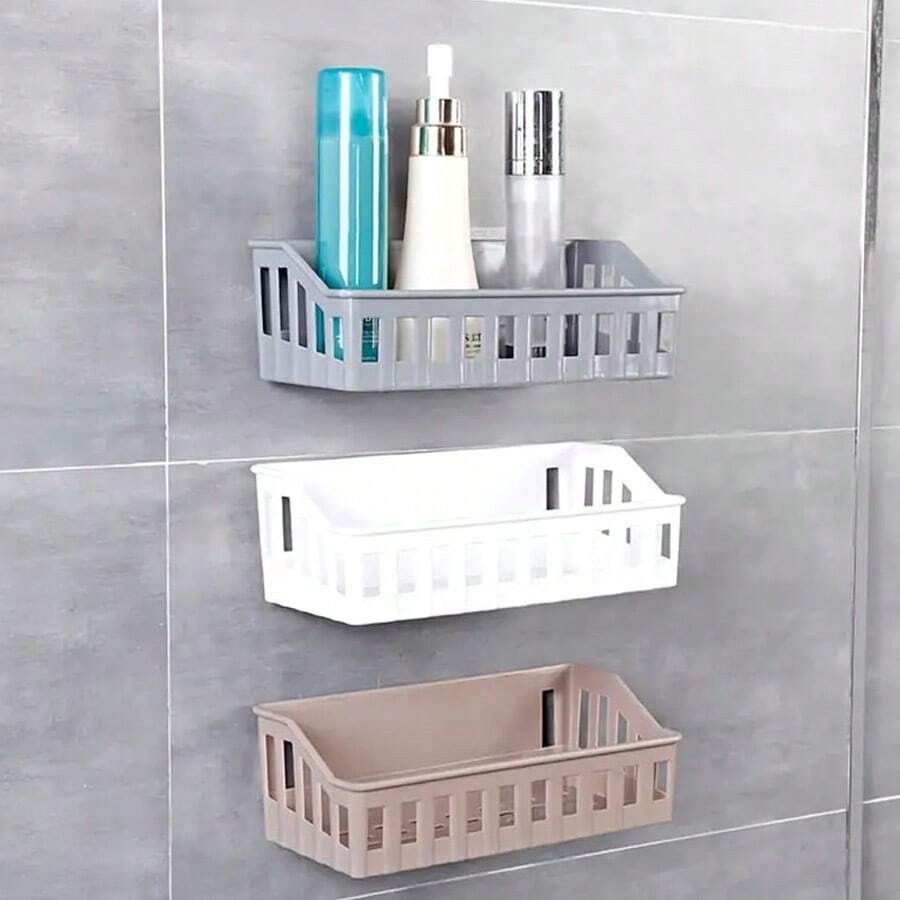1入置物架 無需鑽孔掛牆浴室存儲架塑料收納架, 適用於廁所和洗手間 - 彩色 - 查看 1