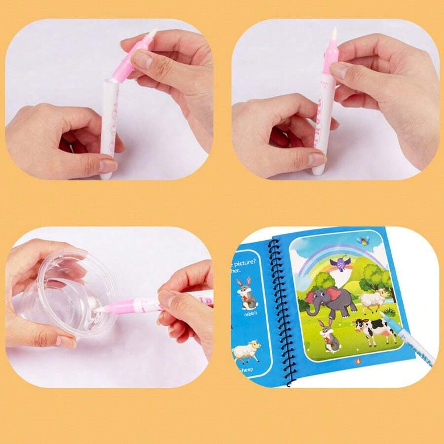 Diy Magic Water Painting Book, Drawing & Coloring Book With Water Pen