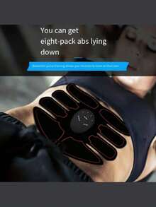 一款電池包ABS電刺激器——男女適用的便攜式腹部健康帶，使用帶有腹部貼紙的運動器材，可增強肌肉力量。 - 杏色 - 查看 6