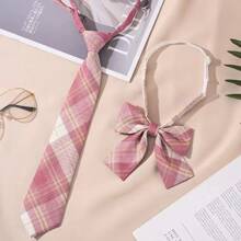 2 件女士经典条纹 JK 制服学院风领结套装学生青少年英式格子女孩领带适合学校 2.76 英寸圣诞节 - 多色 - 查看 12