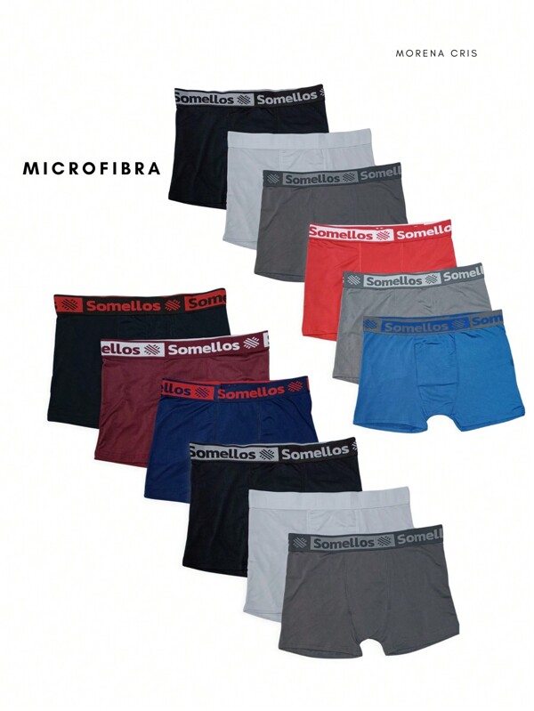 KIT COM 1/6/12 Cuecas Boxer Masculina Adulto SOMELLOS de Microfibra lisas (OLHAR A DESCRIÇÃO)