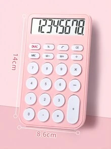 1pc Pink Simple Ins Style Big Keyboard Calculator, Cute Mini Portable Electronic Calculator, For Students, Exam And Office Use, With High Aesthetic Value And Accounting Calculation Function - Pink - View 3