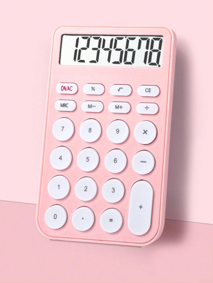 1pc Pink Simple Ins Style Big Keyboard Calculator, Cute Mini Portable Electronic Calculator, For Students, Exam And Office Use, With High Aesthetic Value And Accounting Calculation Function - Pink - View 1