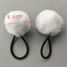 4pcs/Set Women's White Fluffy Hair Ties For Daily Wear, Hair Accessories Cute Ponytail Holders Hair Elastics Hair Rubber Bands Scrunchies Hair Rope Elastic Hair Tie, Hair Bobbles