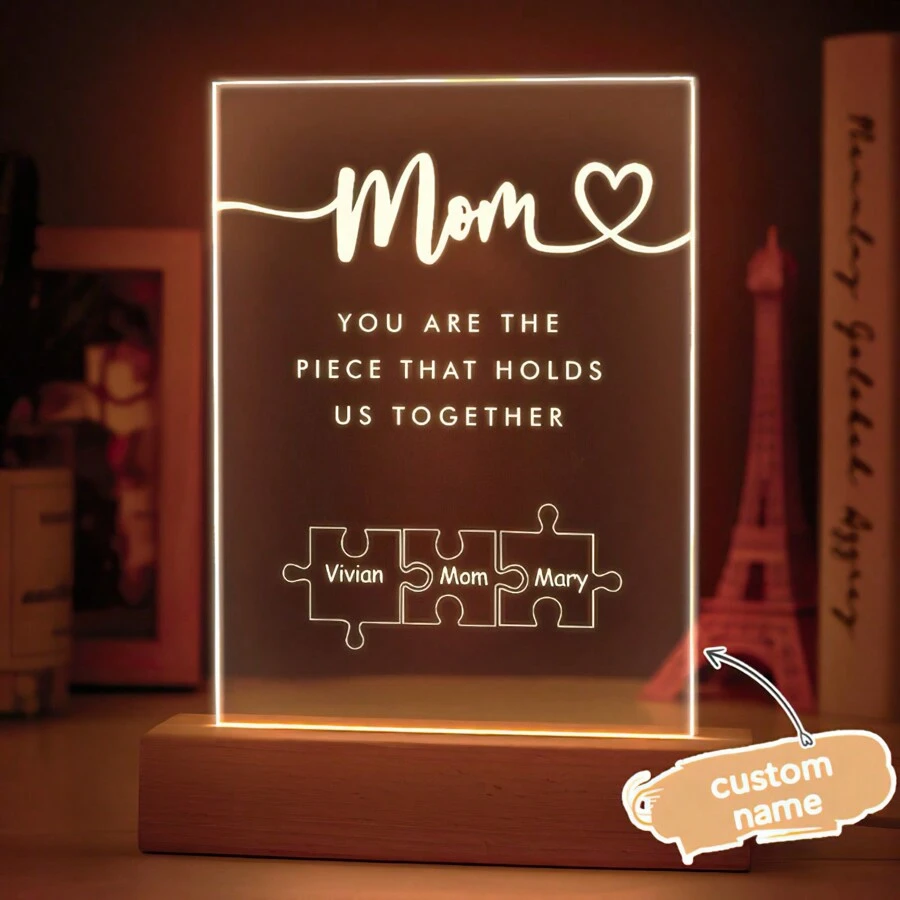 1 Miếng Cá nhân hóa Đèn ngủ Với Cá nhân hóa Mẹ Cái đó MỸ Acrylic Đèn ngủ Đối với Mẹ Món quà độc đáo Đối với Mẹ Lý tưởng Đối với Ngày lễ Mẹ Sinh nhật Ngày lễ tình nhân Ngày kỷ niệm - Đèn ngủ chân gỗ - Xem 1