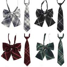 2 件女士经典条纹 JK 制服学院风领结套装学生青少年英式格子女孩领带适合学校 2.76 英寸圣诞节 - 多色 - 查看 6