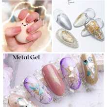 1瓶8ml金色金屬膠,美甲光療指甲油,金銀鏡面包邊勾線拉線繪畫凝膠,鏡面凝膠可塗可畫線條,法式效果美甲,藝術甲油 - 金色 - 查看 4