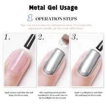 1瓶8ml金色金屬膠,美甲光療指甲油,金銀鏡面包邊勾線拉線繪畫凝膠,鏡面凝膠可塗可畫線條,法式效果美甲,藝術甲油 - 金色 - 查看 5