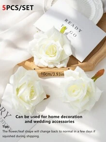 5/15/25 件人造玫瑰花头，婚礼装饰，新娘花束，腕花，花墙，花瓶填充物，家居装饰，新年，情人节礼物 - 白色 - 查看 2