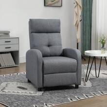 HOMCOM Sillón Relax Manual Sofá Reclinable TV Tapizado en Tela con Reposapiés Carga 150 kg Silla con Respaldo para Salón Dormitorio Gris - Gris - Ver 3