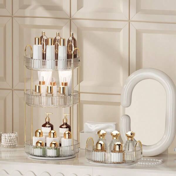 Organisateur de maquillage, boîte de rangement et d'affichage cosmétique rotative à 360 degrés réglable avec 3 étages de grande capacité, convient pour les bijoux, les pinceaux de maquillage, les rouges à lèvres et plus encore. Idéal comme cadeau pour maman, les filles et les femmes. Pour le Nouvel An, Noël et tous les cadeaux de fête, pour les vacances à la plage, la collection de salle de bain, la collection de chambre à coucher, grande capacité