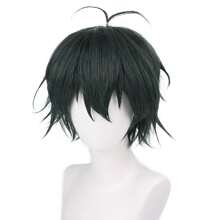 Tóc Giả Cosplay  Anime Ngôi sao Tối Màu xanh lá Trang phục Sợi tổng hợp Tóc Ngắn Thẳng Tóc giả Đối với Hóa trang Trang phục Buổi tiệc Halloween Sử dụng - Màu xanh lá cây đậm - Xem 3