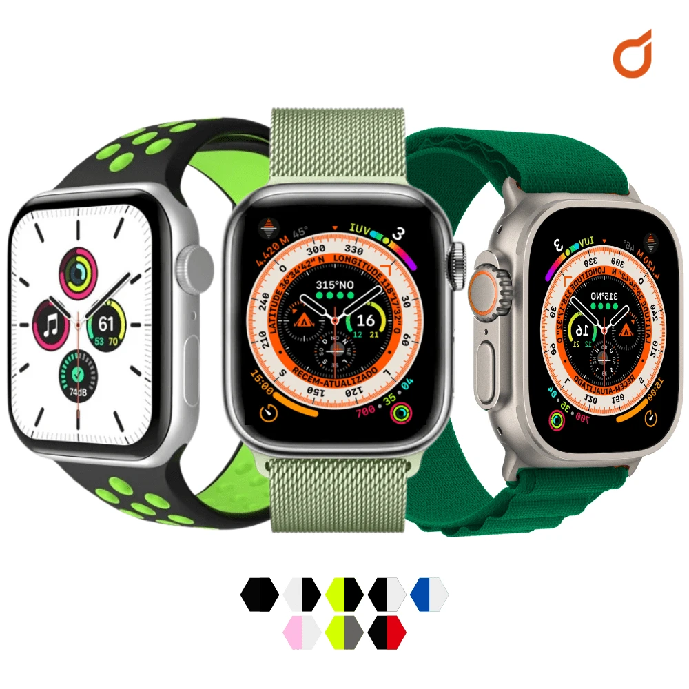 Pulseira De Smartwatch Alpine/f8/metal / Applewatch 42/44mm - Verde - Visão 1