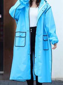 1入組口袋細節便攜式一次性雨衣防水EVA現代戶外雨衣 - 藍色 - 查看 6
