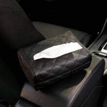 1pc PU Leather Car Tissue Box Rear Seat Sun Visor Hanging Holder Auto Interior Organizer Tissue Drawer Container Bag Accessories - Black - View 8