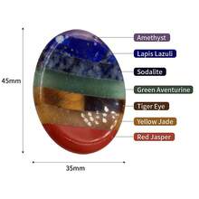 Thumb Worry Stone For Anxiety, 7 Chakra Crystals Healing Stones, Oval Chakra Worry Stone, Meditation Crystal - Multicolor - View 6