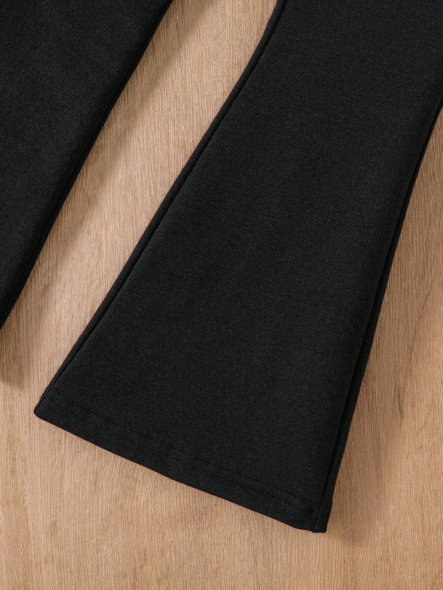 Young Girl Heart Graphic Print Short Sleeve TShirt And BellBottom